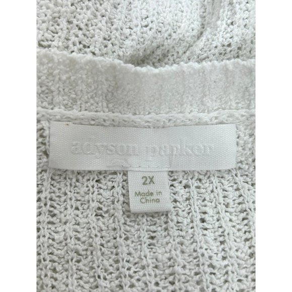 Adyson Parker Sweater Tunic Top 2X White Blue Ombré Ribbed Knit Round Neck - Picture 6 of 11